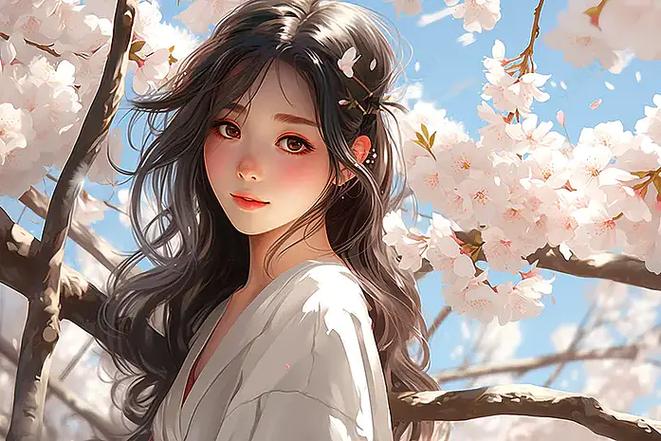 樱花下的女孩动漫头像图标