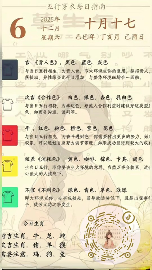 今日穿衣五行分享
