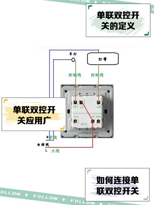 双开单控开关三个孔怎么接线图标