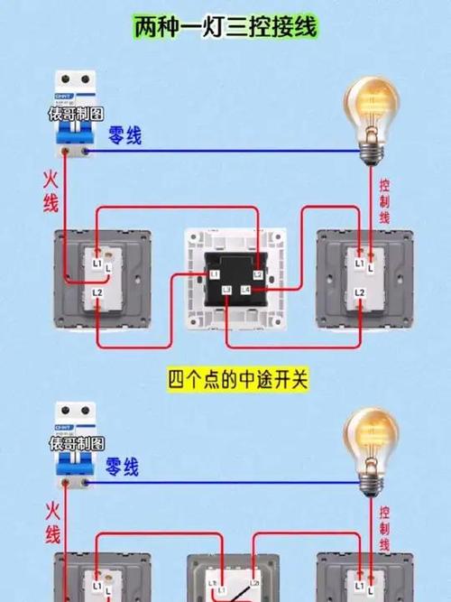 公牛一灯三控开关接线图解