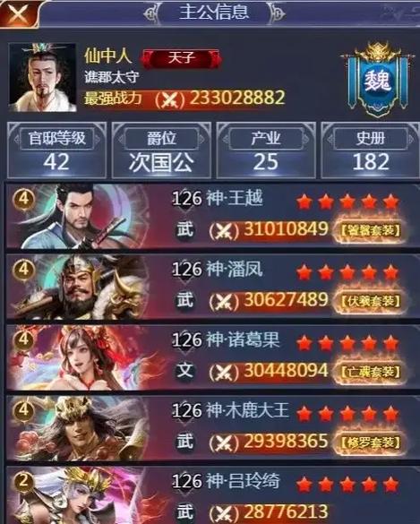 三国兵临天下最强神将阵容
