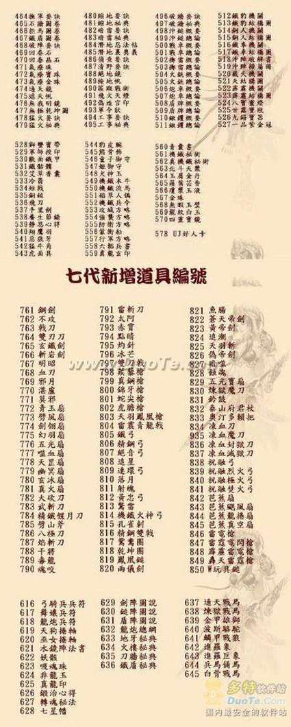 三国群英传7神器编号大全缩略图