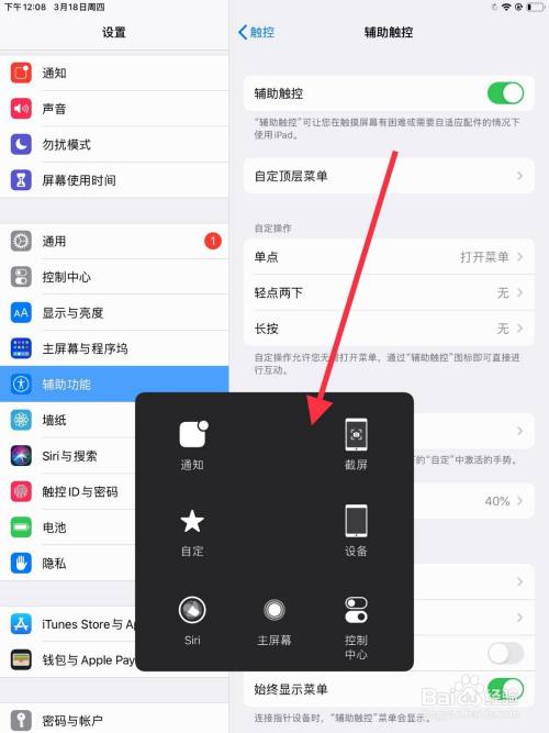 苹果平板屏幕上的圆点怎么关闭