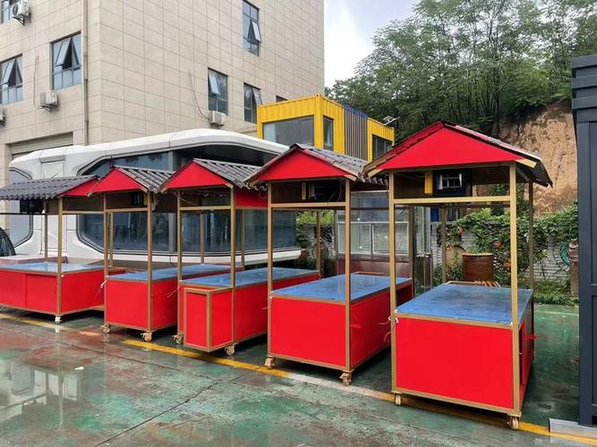 移动地摊夜市餐车供应路边摆摊图标