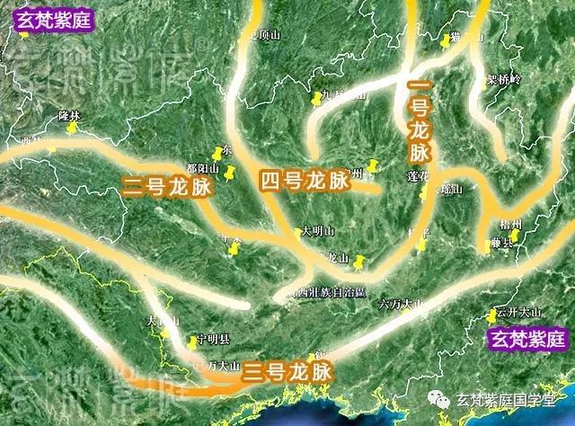 广西风水卫星山脉地图