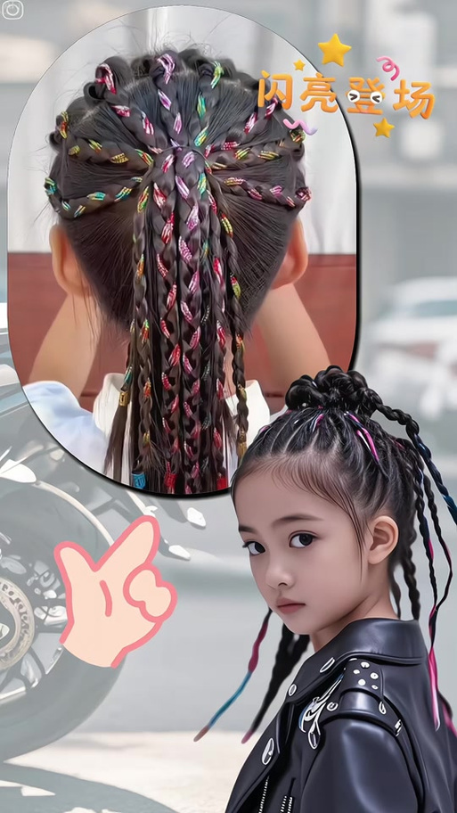 最近抖音很火的扎小辫子发型图标