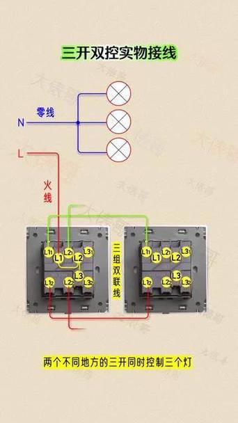 三根线怎么接双开双控开关图标