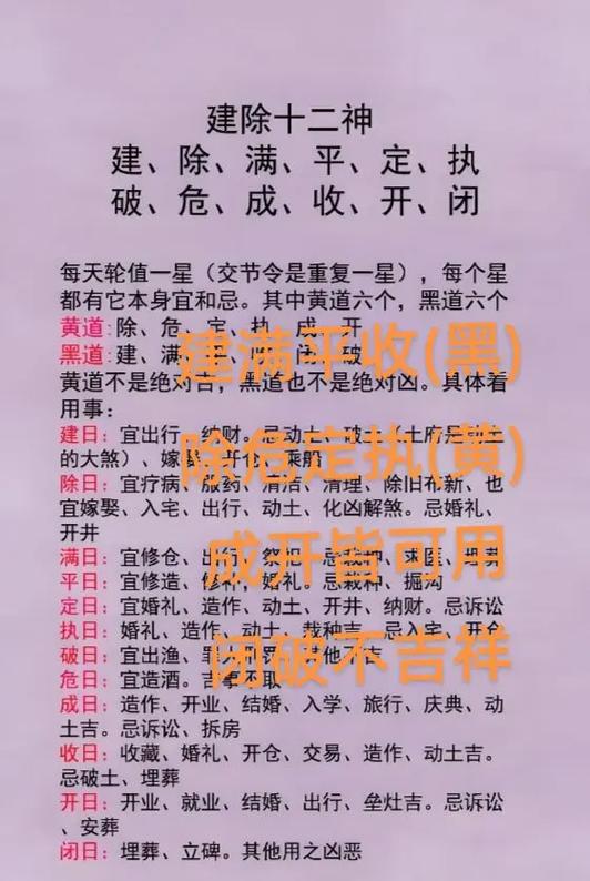 十二建日黄道黑道口诀图标