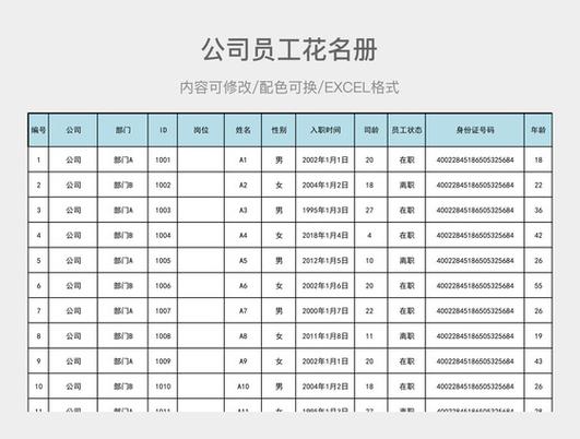 企业员工花名册范本图标