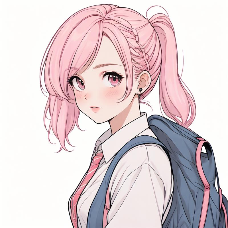 JK动漫粉头发小女孩头像图标