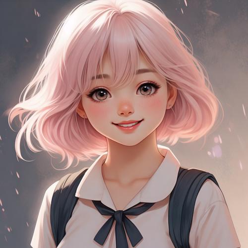 jk漫画粉头发女孩头像粉色版本